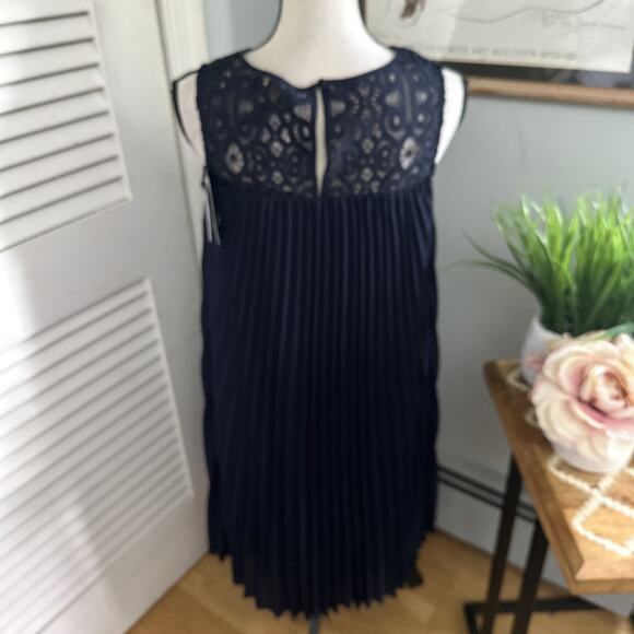 JOSEPH RIBKOFF Womens Dress XS Blue Pleated Chiffon Trapeze Cocktail Classic - Picture 5 of 11